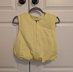 Zara Light Yellow Zip-Up Bubble Vest